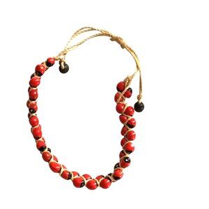RED/BLACK BEADED ADJUSTABLA WRIST BRACELET